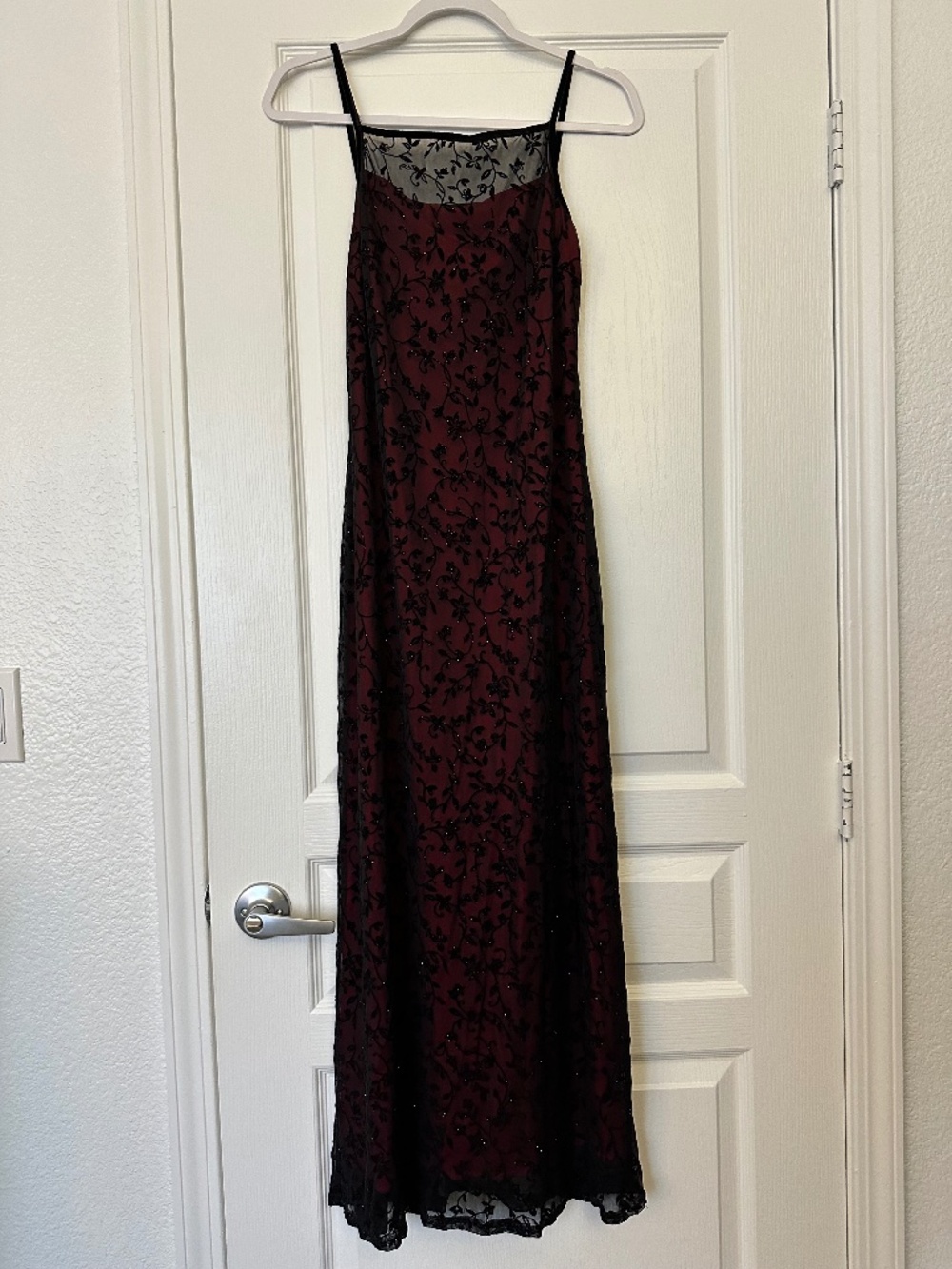 Vintage 90s y2k Girlfriends LA red black floral glitter dress